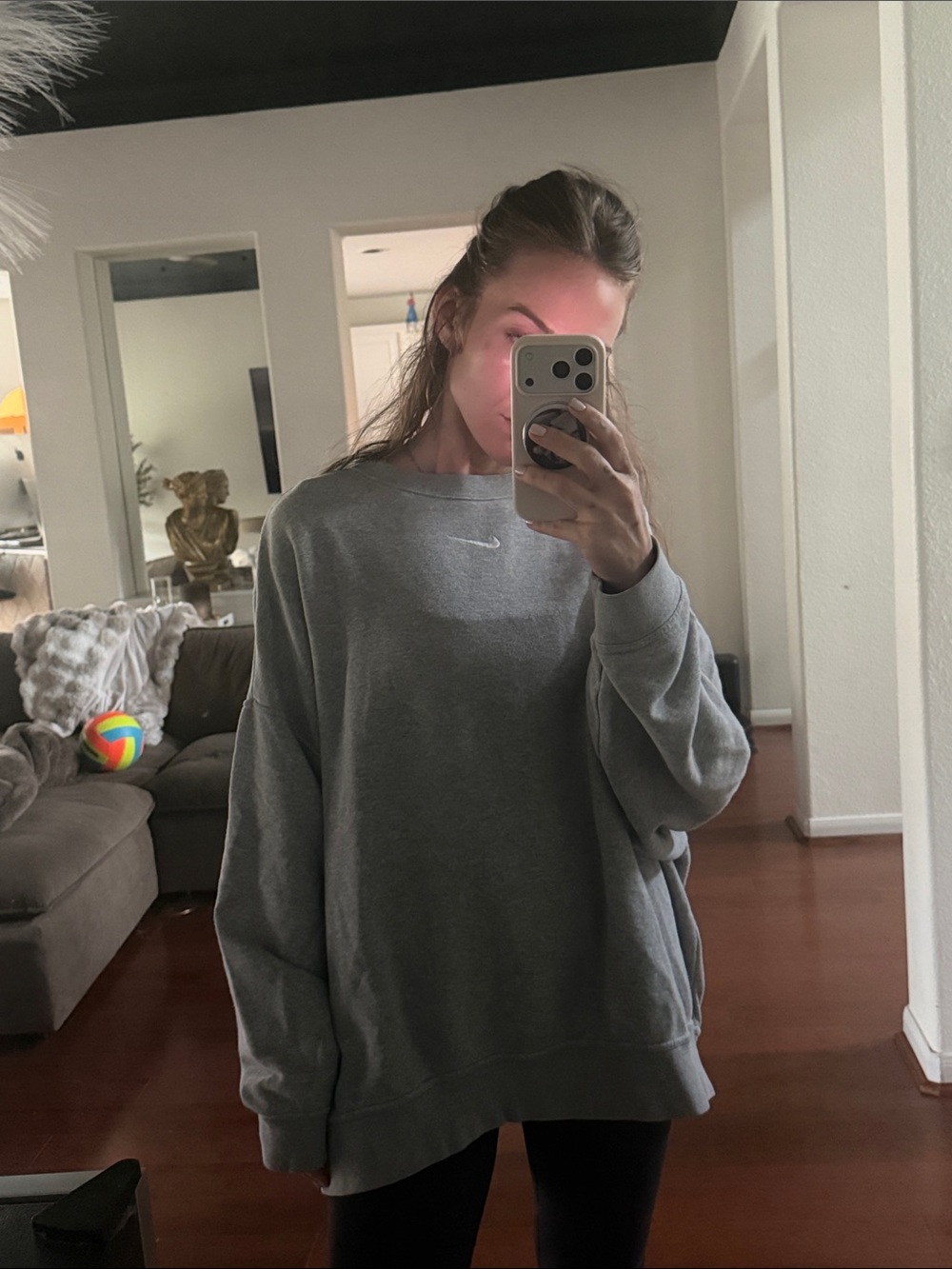 Nike Gray Oversized Crewneck Sweatshirt